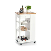 Carucior de bucatarie alb din bambus si MDF, 50 x 37 x 86,5 cm, Kitchen Trolley Zeller